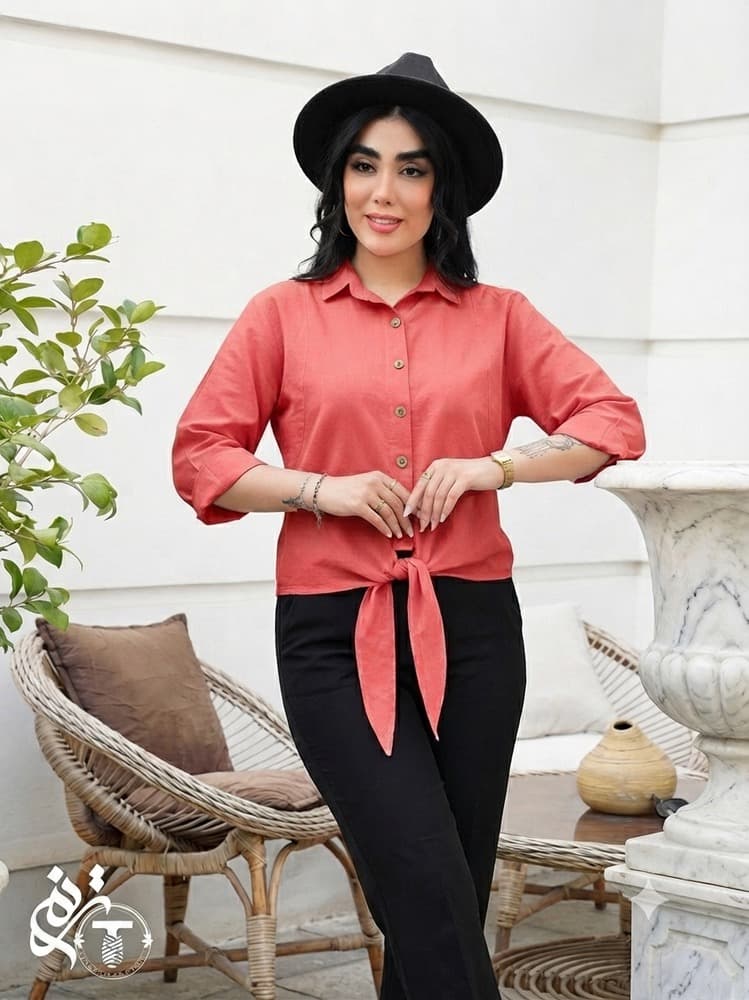 مانتو شومیزی لینن مدل بارانا — گلبهی