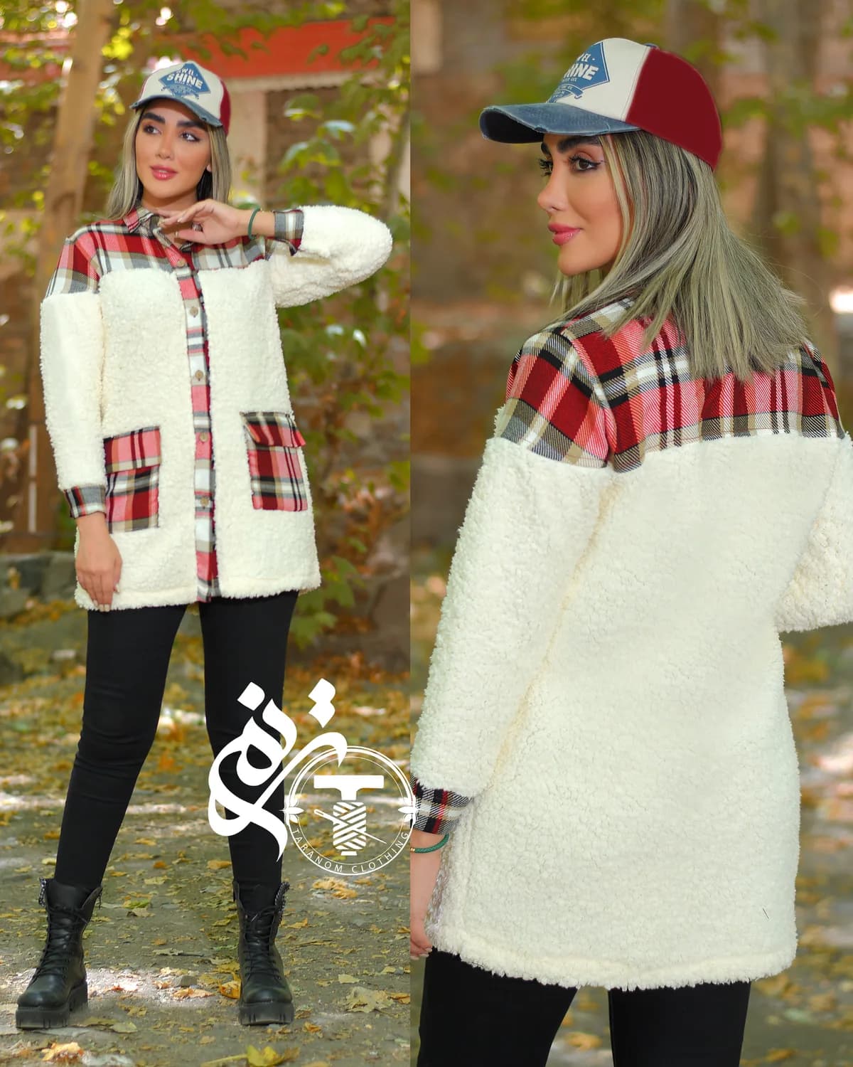 مانتو پشمی و تدی مدل رستا — رنگ طرح 1 — ترکیب پشمی و تدی