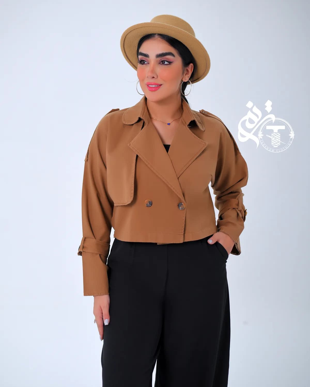 کت کراپ کتان مدل آرامیس از روبرو